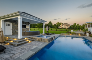 image of custom inground pool with water feature